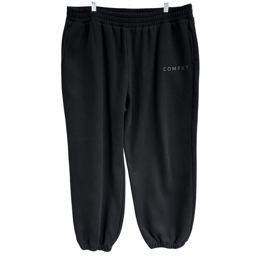 Comfrt Black Signature Joggers Sweatpants Mens 3XL Tonal Logo Fleece